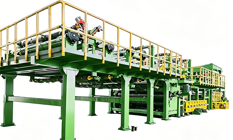 How does a four-layer light box cloth laminating machine for PVC advertising materials achieve precise synchronization and bubble-free lamination of multiple layers?